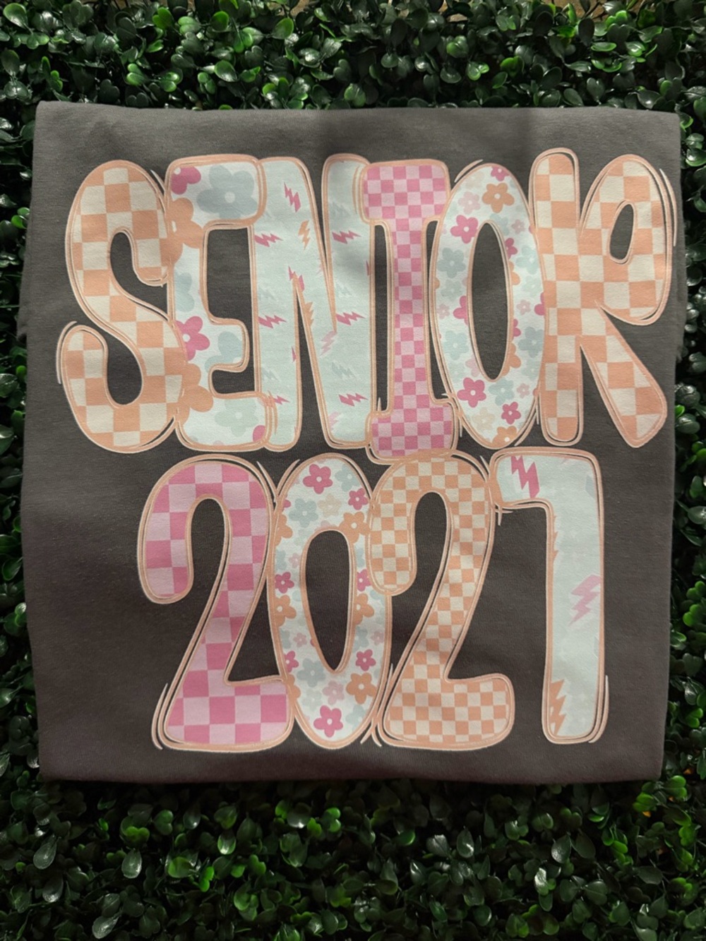 Senior 2021 Graphic Tee - Pink & Light Blue Design